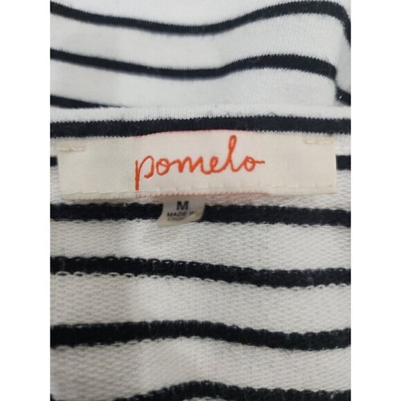 Pomelo Aztec Embroidered Top 3/4 Sleeve White & Black Striped Top Women's Medium - Picture 7 of 9